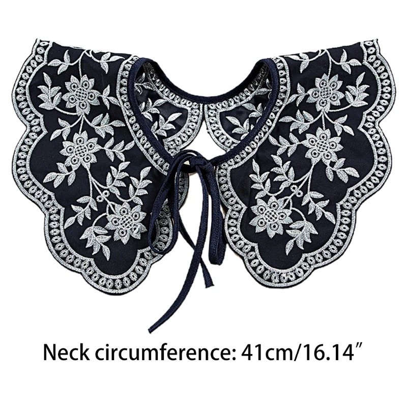 Women Jacquard Embroidery Floral False Fake Collar Elegant Vintage Lace-Up Ribbon Big Shawl Decorative Necklace Short K3NF
Women Jacquard Embroidery Floral False Fake Collar Elegant Vintage Lace-Up Ribbon Big Shawl Decorative Necklace Short K3NF