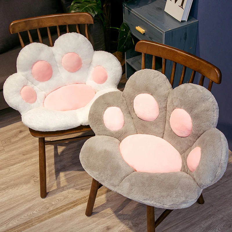 

High Quality Pink Cushion Long Plush Cat Paw Chair Seat Cushion Back Cushion Comfortable Thick Stool Butt Office Cushion