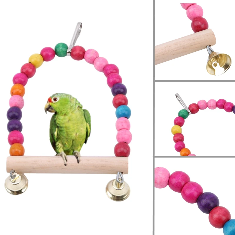 Wooden Parrot Swing Toy Bird Cage Accessories Bird Stand Rack Hanging Perch For Bird Parrot Swing Toy With Colorful Beads Bells
Wooden Parrot Swing Toy Bird Cage Accessories Bird Stand Rack Hanging Perch For Bird Parrot Swing Toy With Colorful Beads Bells