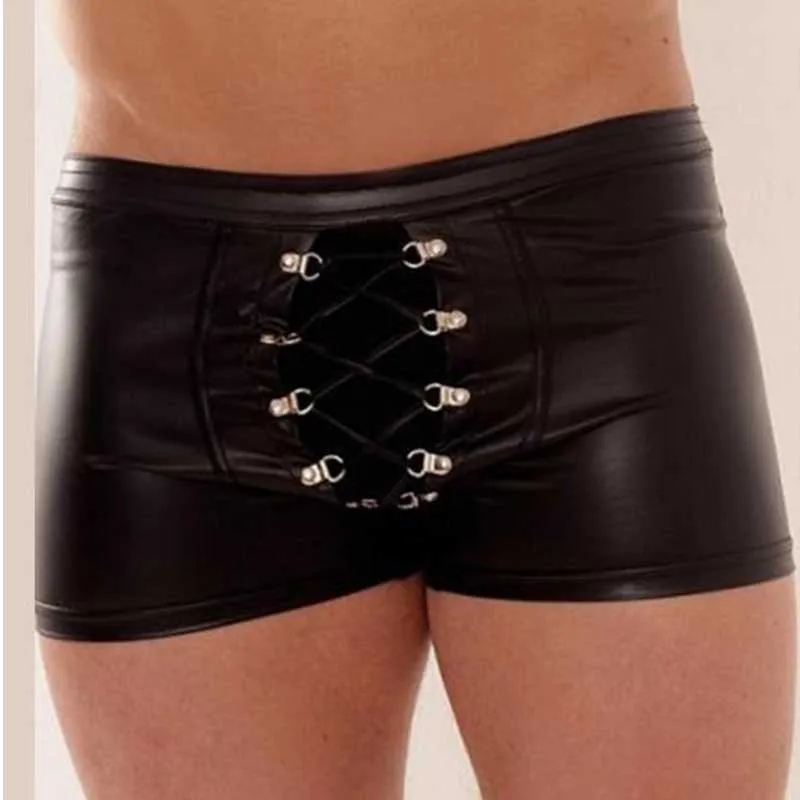 Plus Size Sexy Men Boxers Open Crotch Faux Leather Lingerie Stage Drawstring PVC Black Patent Leather Boxers Shorts Underwear
Plus Size Sexy Men Boxers Open Crotch Faux Leather Lingerie Stage Drawstring PVC Black Patent Leather Boxers Shorts Underwear