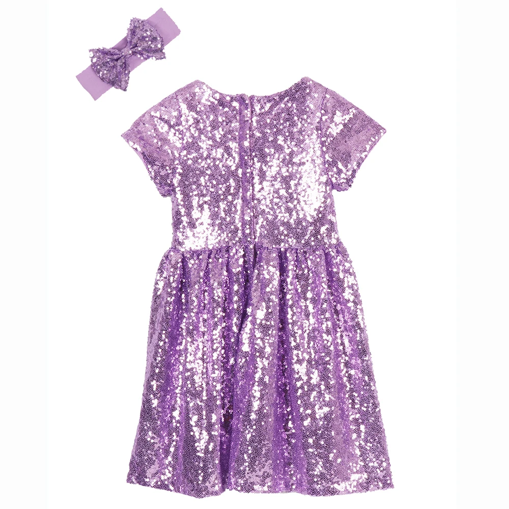 Girls Sequin Dress Princess Wedding Prom Purple for Toddler Baby Sparkle Birthday Party Summer | Детская одежда и обувь