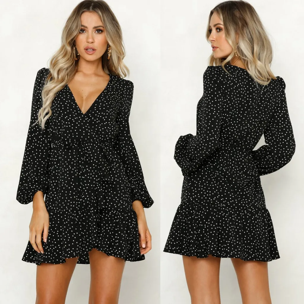 Party Vintage Women Dress Long Sleeve Female Sexy V-Neck Autumn 2019 Winter Dress Elegant Dot Print Dresses Vestidos
Party Vintage Women Dress Long Sleeve Female Sexy V-Neck Autumn 2019 Winter Dress Elegant Dot Print Dresses Vestidos