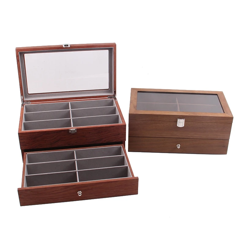 Jewelry Box with Glass Cover, 2-Layer Jewelry Storage Box, with 1 Drawers, Gift for Loved Ones
