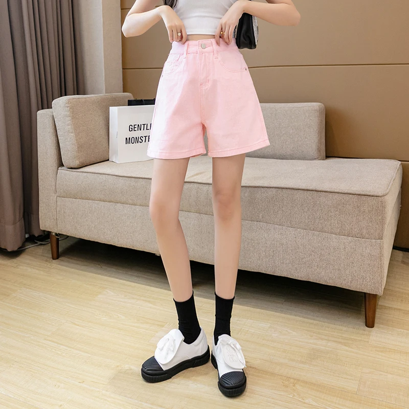 Pink Denim Shorts Women High Waist Slimming Korean Fashion Wide-Legged Multicolor Cute Girl Jeans Vetement Femme Chothing 2021
Pink Denim Shorts Women High Waist Slimming Korean Fashion Wide-Legged Multicolor Cute Girl Jeans Vetement Femme Chothing 2021