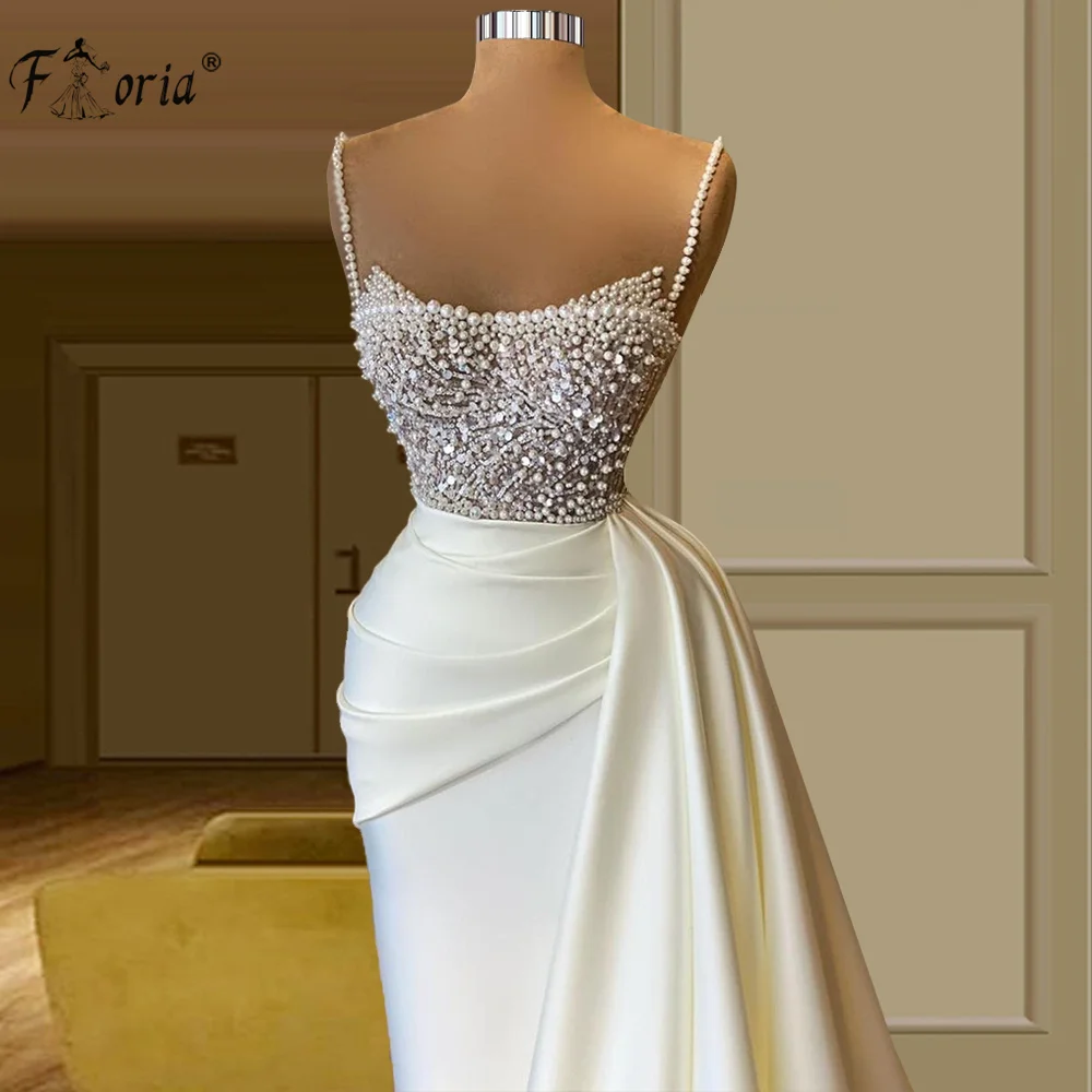 Elegant Beaded Pearls Mermaid Prom Dresses With Detachable Train 2021 Spaghetti Neck Satin African Women Formal Evening Gowns
Elegant Beaded Pearls Mermaid Prom Dresses With Detachable Train 2021 Spaghetti Neck Satin African Women Formal Evening Gowns