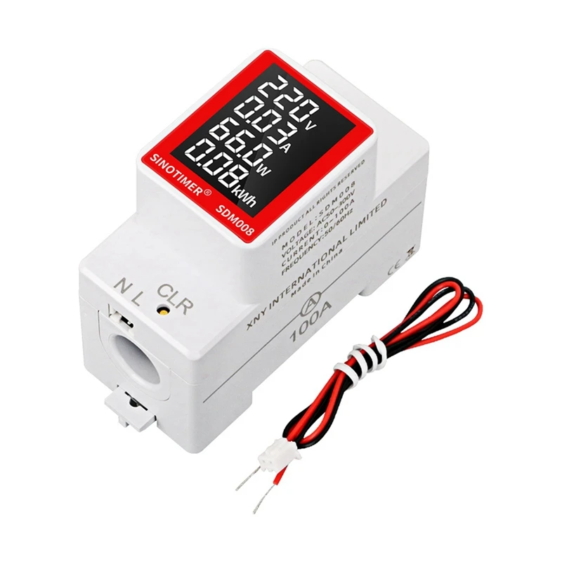 SINOTIMER AC Din Rail Meter Digital Display Power Meter AC Voltmeter 50-300V Multi-Function Energy Meter SDM008
SINOTIMER AC Din Rail Meter Digital Display Power Meter AC Voltmeter 50-300V Multi-Function Energy Meter SDM008