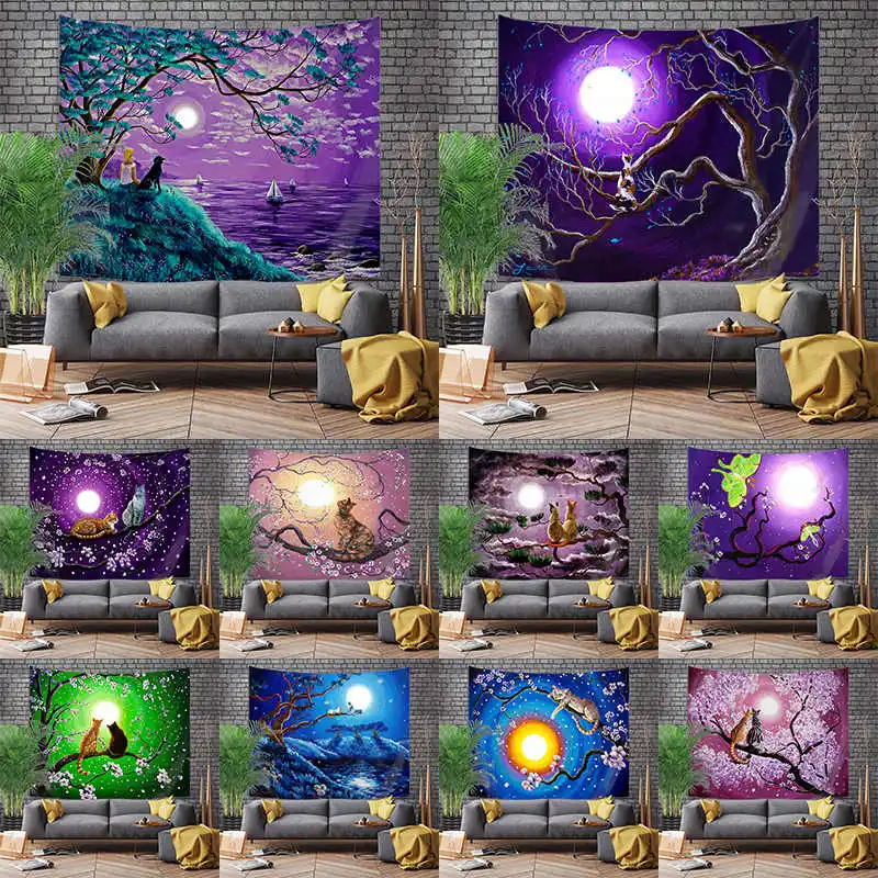 animal cats moonlight sunset wall hanging tapestry home decoration wall tapestry tapiz GT21 
animal cats moonlight sunset wall hanging tapestry home decoration wall tapestry tapiz GT21