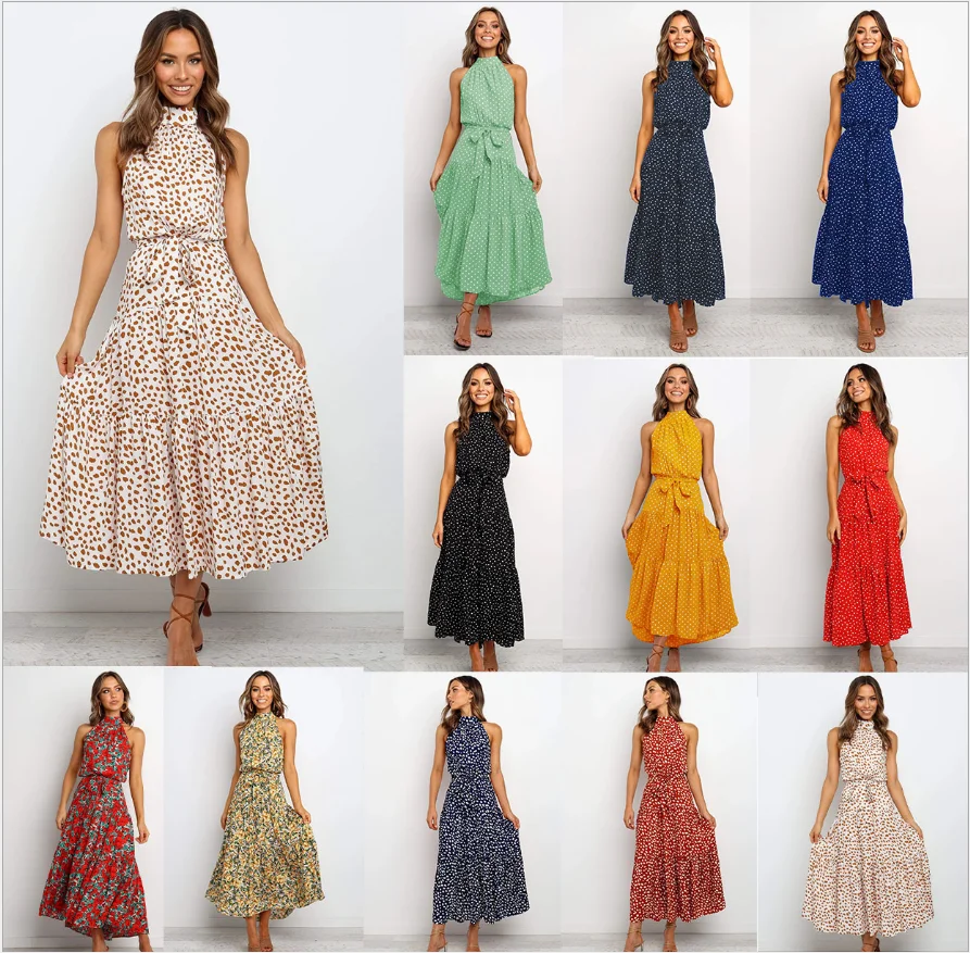 11 Color Hanging Neck Polka Dot Print Lace-Up Women Dress Summer Sexy Tie-Dye Print Lace-Up Pleated Sexy Slim Women Robe
11 Color Hanging Neck Polka Dot Print Lace-Up Women Dress Summer Sexy Tie-Dye Print Lace-Up Pleated Sexy Slim Women Robe