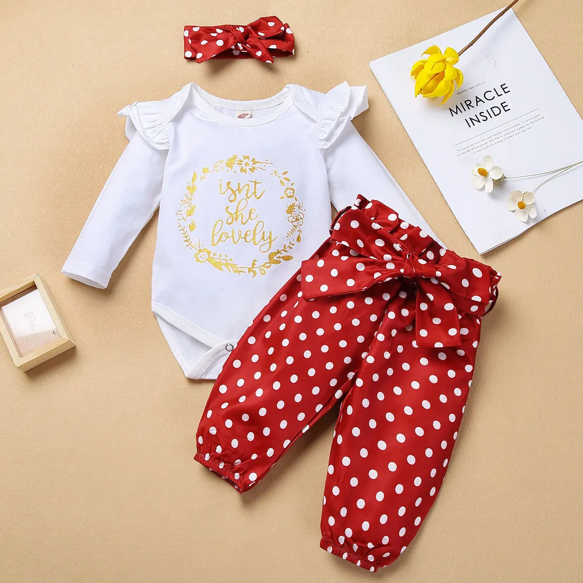 0-18M Baby Girl Clothes Newborn Girls Letter Print Romper Bodysuit+Dot Pants+headband Outfits Clothing Toddler Outfits
0-18M Baby Girl Clothes Newborn Girls Letter Print Romper Bodysuit+Dot Pants+headband Outfits Clothing Toddler Outfits