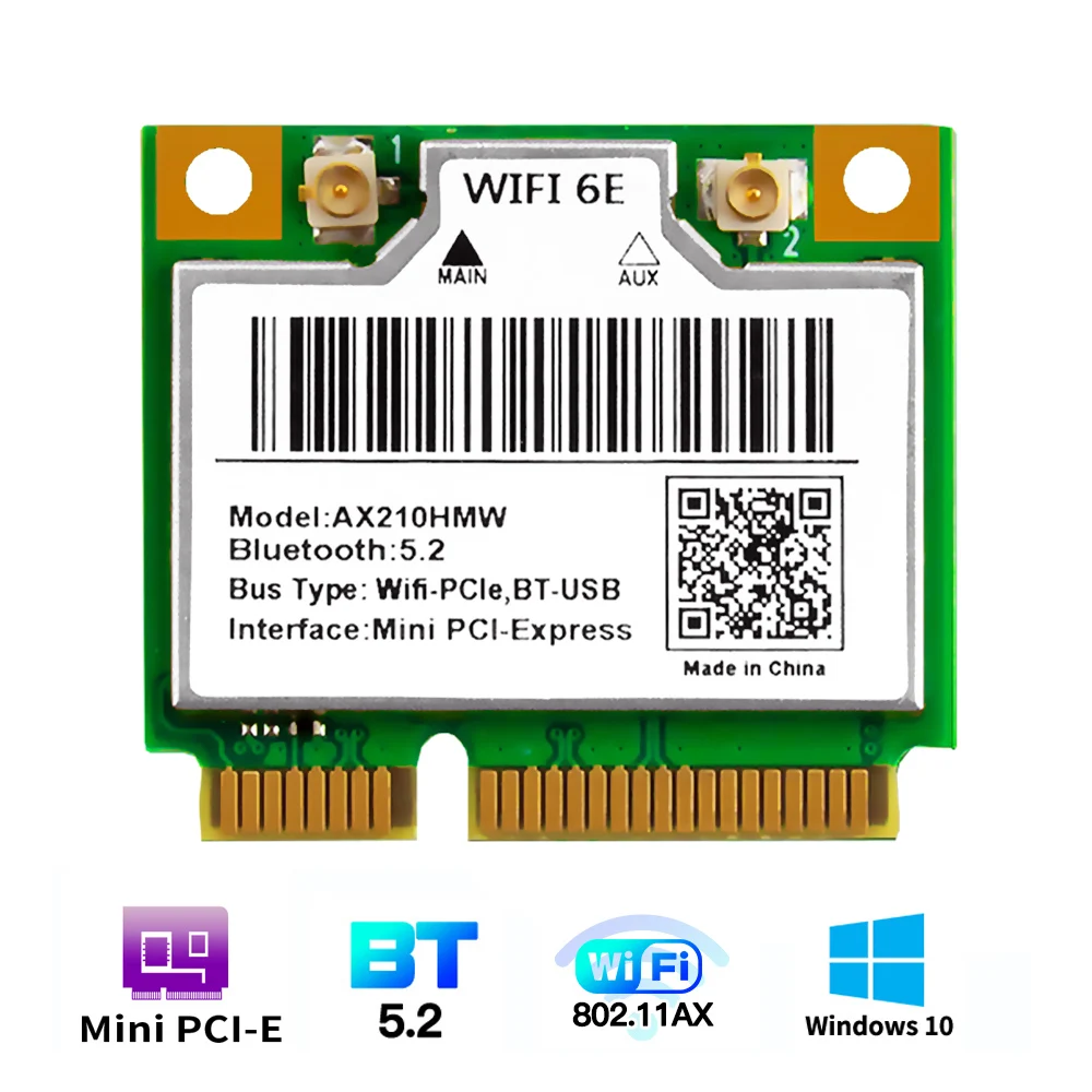 Wi Fi 6E AX210HMW Mini PCI E WiFi карта для Intel AX210 5374 Мбит/с Bluetooth 5 2 802.11ax 4G/5G/6G Wifi 6 AX200