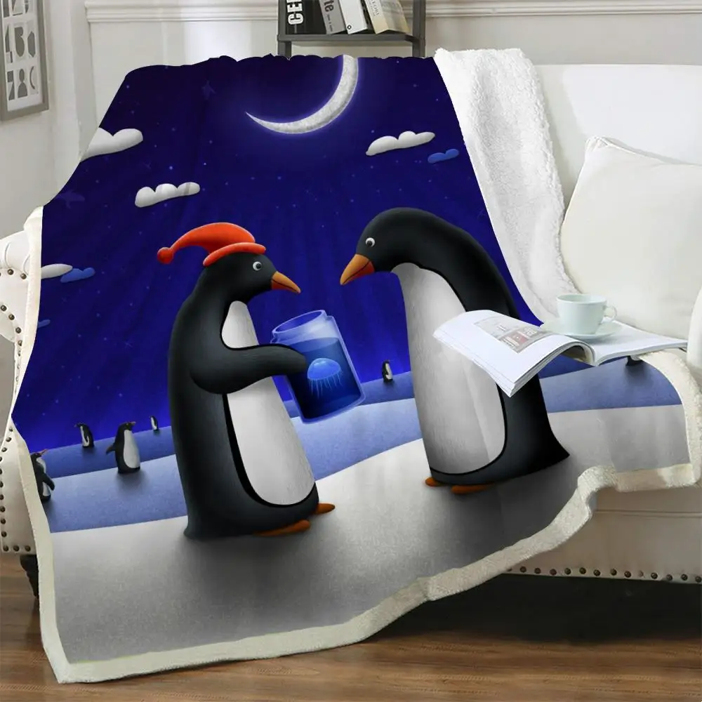 

Плюшевое одеяло NKNK в виде пингвина, покрывало с 3D принтом в виде Луны и галактики, покрывало для кровати, шерпа, одеяло премиум-класса