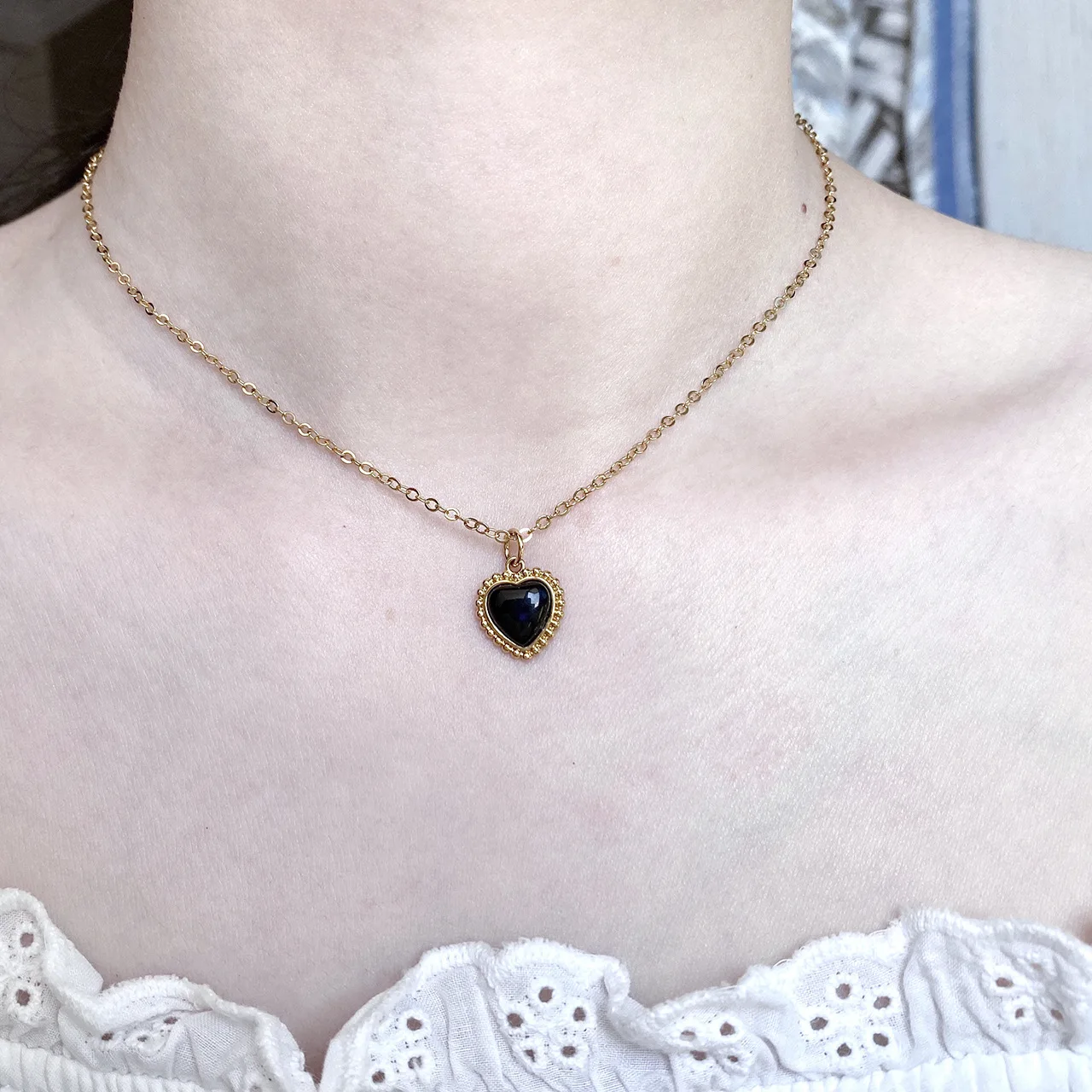 925 Sterling Silver Women's Necklace Temperament Black Agate Love Necklace Fashion Female Clavicle Chain Charm Necklace
925 Sterling Silver Women's Necklace Temperament Black Agate Love Necklace Fashion Female Clavicle Chain Charm Necklace