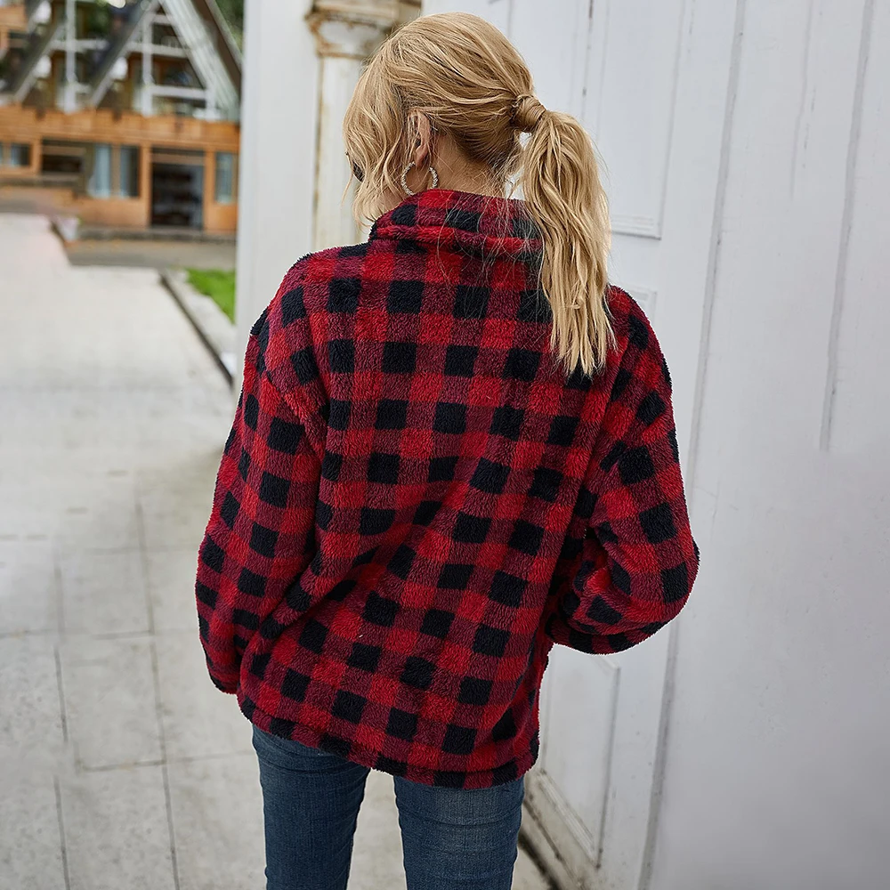 Winter Vintage Checked Hoodies Women's Fashion Casual Turn-down Collar Long Sleeves Pocket Thicken Pullover Loose Tops 2020
Winter Vintage Checked Hoodies Women's Fashion Casual Turn-down Collar Long Sleeves Pocket Thicken Pullover Loose Tops 2020