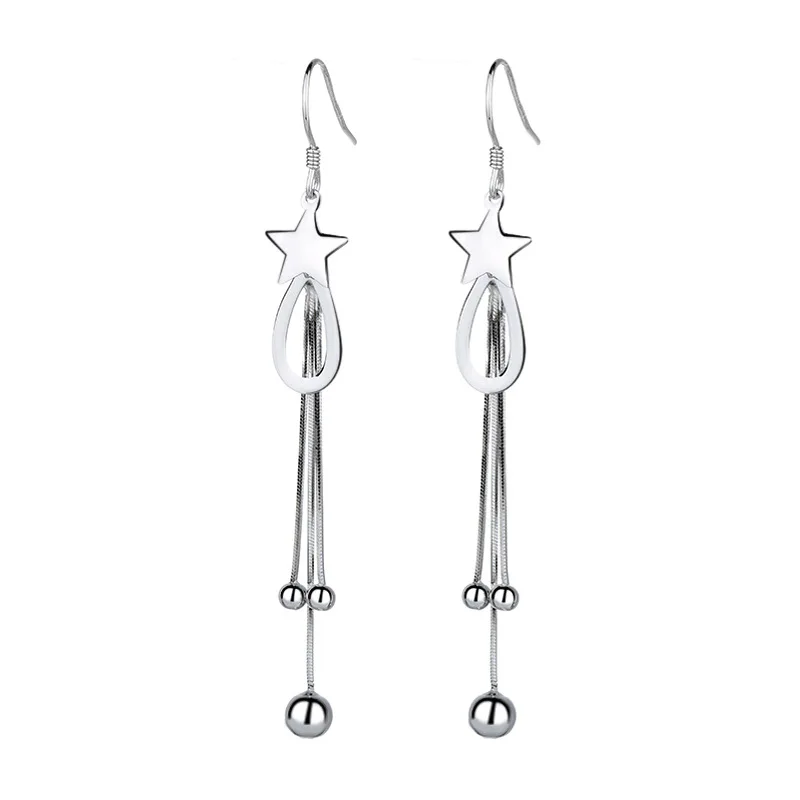 925 Sterling Silver Drop Earrings for Women Five-pointed Star Tassel Earrings Korean Fashion Long Hanging Earring Christmas Gift
925 Sterling Silver Drop Earrings for Women Five-pointed Star Tassel Earrings Korean Fashion Long Hanging Earring Christmas Gift
