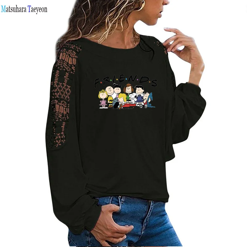Funny Cartoon Printed Long Sleeve Top Women Autumn Winter Graphic Tees Lace Sleeve Harajuku Black O-Neck Clothes Mujer Camisetas
Funny Cartoon Printed Long Sleeve Top Women Autumn Winter Graphic Tees Lace Sleeve Harajuku Black O-Neck Clothes Mujer Camisetas
