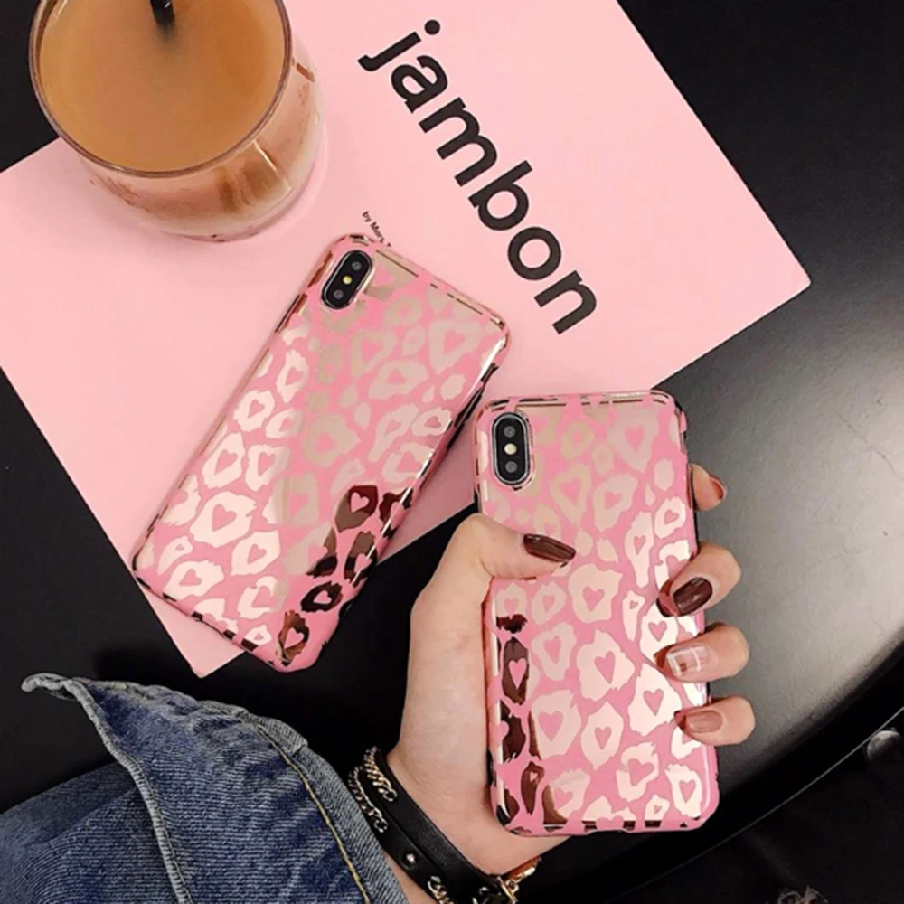 Leopard Print Gold Pink Love Heart Phone Case For iPhone 11 Pro X XS Max XR 7 8 6 6s Plus Soft Fashion Shiny Mirror Back Cover
Leopard Print Gold Pink Love Heart Phone Case For iPhone 11 Pro X XS Max XR 7 8 6 6s Plus Soft Fashion Shiny Mirror Back Cover