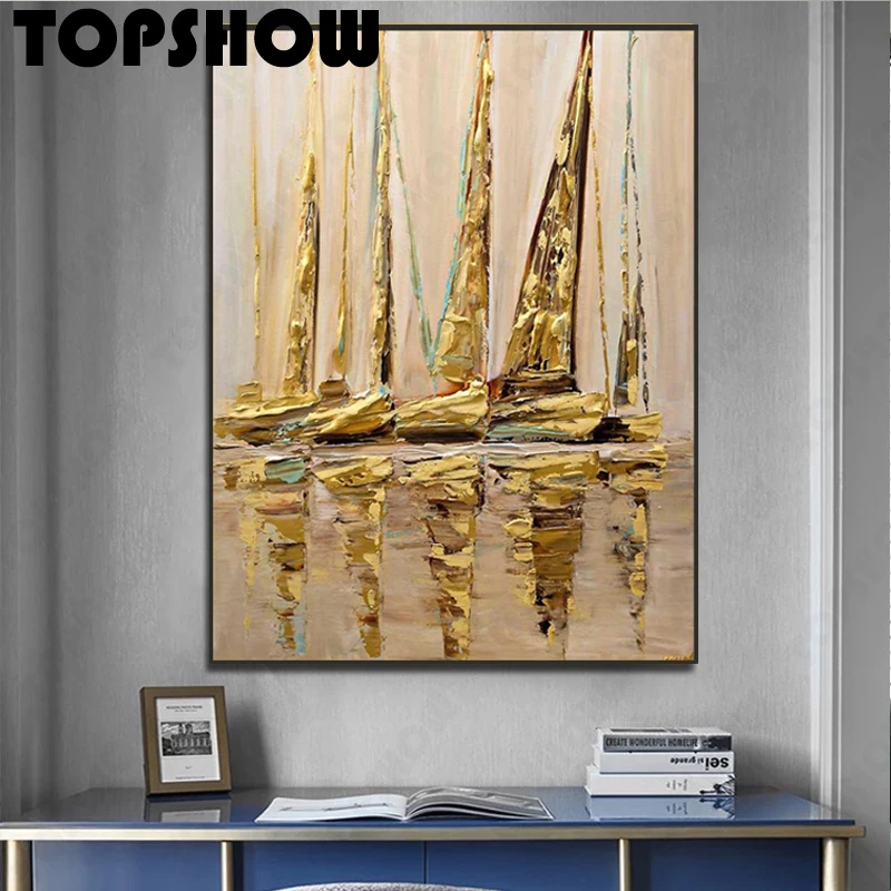 Huge Size Gold Sailling Picture 100% Hand Painted Abstract Oil Painting On Canvas Wall Art For Living Room Home Decor No Frame
Huge Size Gold Sailling Picture 100% Hand Painted Abstract Oil Painting On Canvas Wall Art For Living Room Home Decor No Frame