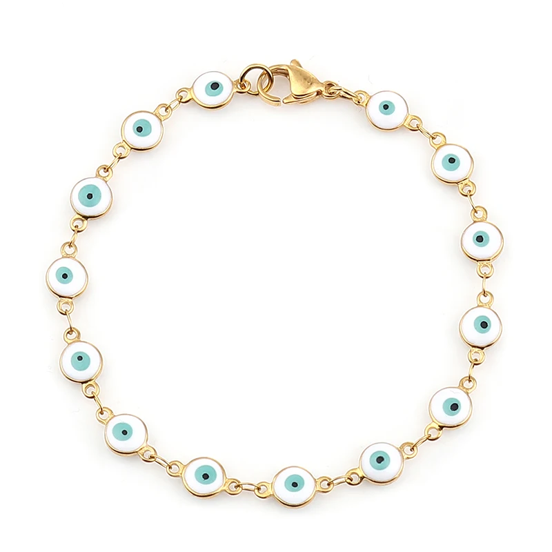 304 Stainless Steel Bracelets Gold Color Link Chain Multicolor Evil Eye Enamel Bracelets For Women Man Gift 19.2cm ,1 Piece
304 Stainless Steel Bracelets Gold Color Link Chain Multicolor Evil Eye Enamel Bracelets For Women Man Gift 19.2cm ,1 Piece