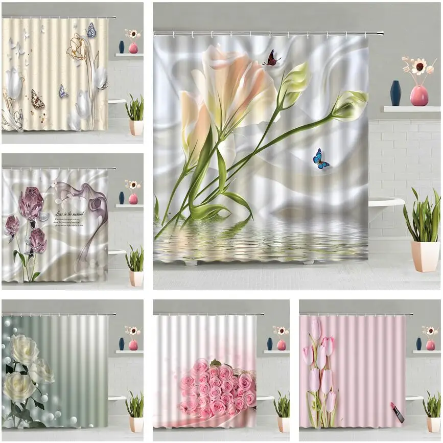 Tulips Flower Shower Curtain Pink Rose Romantic Valentine's Day Bathroom Wall Hanging Curtains Accessories Screen Home Decor Set
Tulips Flower Shower Curtain Pink Rose Romantic Valentine's Day Bathroom Wall Hanging Curtains Accessories Screen Home Decor Set