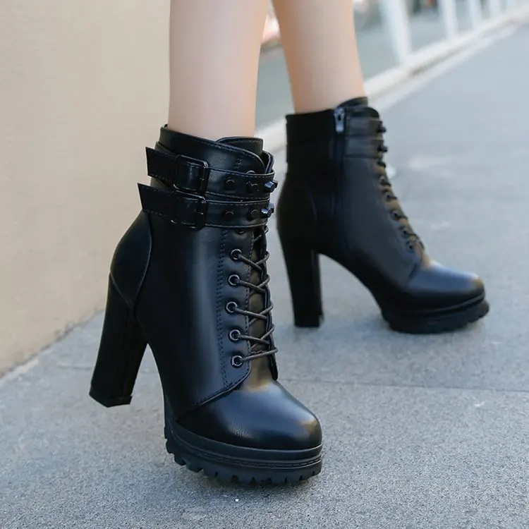 New High Heel 11 cm Shoes Martain Boot Leather Lace-Up British Style Solid Color Round Toe Shoe Retro Rivet Motorcycle Boots
New High Heel 11 cm Shoes Martain Boot Leather Lace-Up British Style Solid Color Round Toe Shoe Retro Rivet Motorcycle Boots