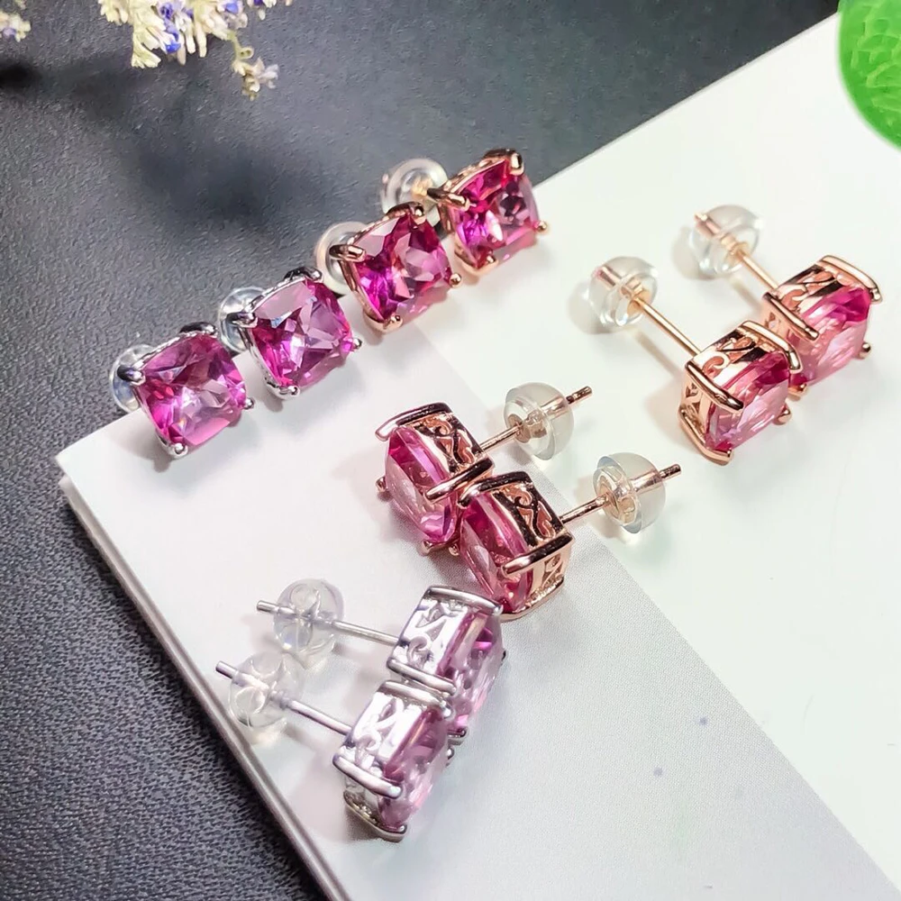 2020 New Earrings Jewelry Elegent natural Pink Topaz 7mm Stud Earring 925 Sterling Silver Jewellry For Women Valentine'S Gift
2020 New Earrings Jewelry Elegent natural Pink Topaz 7mm Stud Earring 925 Sterling Silver Jewellry For Women Valentine'S Gift