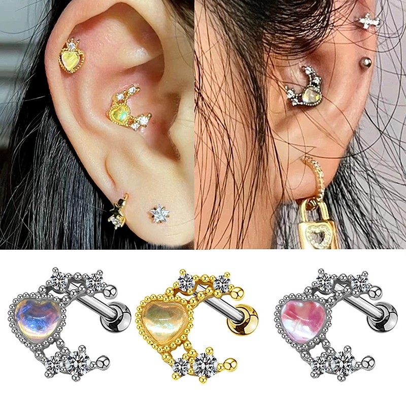 Moon Ear Piercing Stud Earrings Anti Cartilage Ear Ring Lobe Conch Tragus Pierc Helix Jewelry Korean Stainless Steel Earring 20g
Moon Ear Piercing Stud Earrings Anti Cartilage Ear Ring Lobe Conch Tragus Pierc Helix Jewelry Korean Stainless Steel Earring 20g