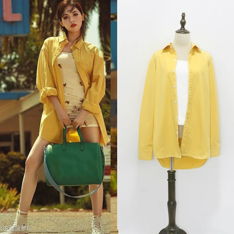 Kpop 4Minute Kim Hyun A Solid Color Turn-down Collar Button Shirt Women Loose Long Sleeved Summer Sexy Blouse Casual Ladies Tops
Kpop 4Minute Kim Hyun A Solid Color Turn-down Collar Button Shirt Women Loose Long Sleeved Summer Sexy Blouse Casual Ladies Tops