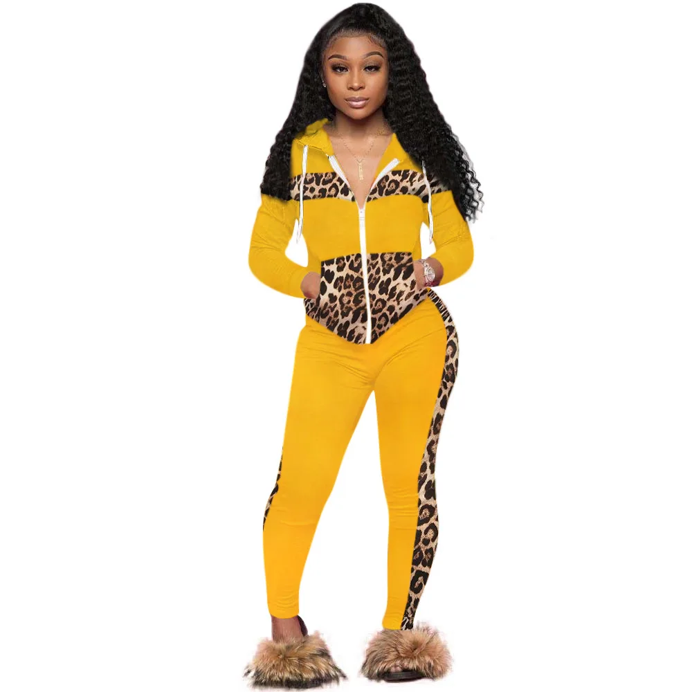 Spring And Summer New Leopard Print Women's Casual Fashion Zipper Long Sleeve Hat Sports Two Pieces Suit Street Outfit
Spring And Summer New Leopard Print Women's Casual Fashion Zipper Long Sleeve Hat Sports Two Pieces Suit Street Outfit