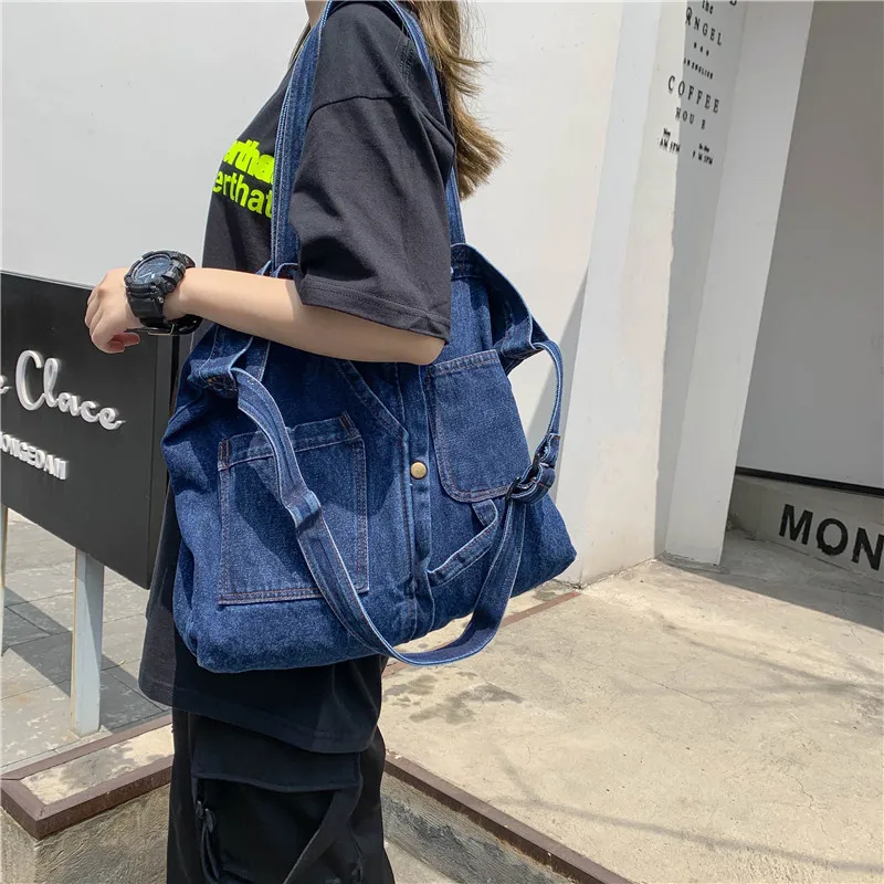 Women Handbags Retro Denim Tote Shoulder Bags Multi Pocket Women Crossbody Bags 2021 New Casual Large Capacity Solid Color Bag
Women Handbags Retro Denim Tote Shoulder Bags Multi Pocket Women Crossbody Bags 2021 New Casual Large Capacity Solid Color Bag