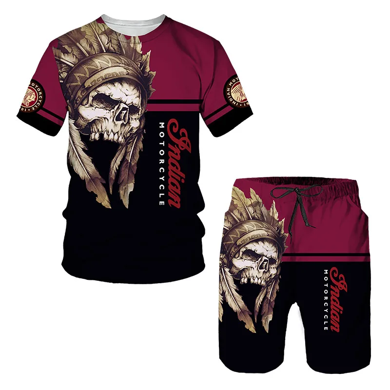 Men's Sportswear Tracksuit O Neck Short Sleeve Men's Clothing Suit Summer 3D Indian skulls Printed Men's T-shirt Shorts Set
Men's Sportswear Tracksuit O Neck Short Sleeve Men's Clothing Suit Summer 3D Indian skulls Printed Men's T-shirt Shorts Set