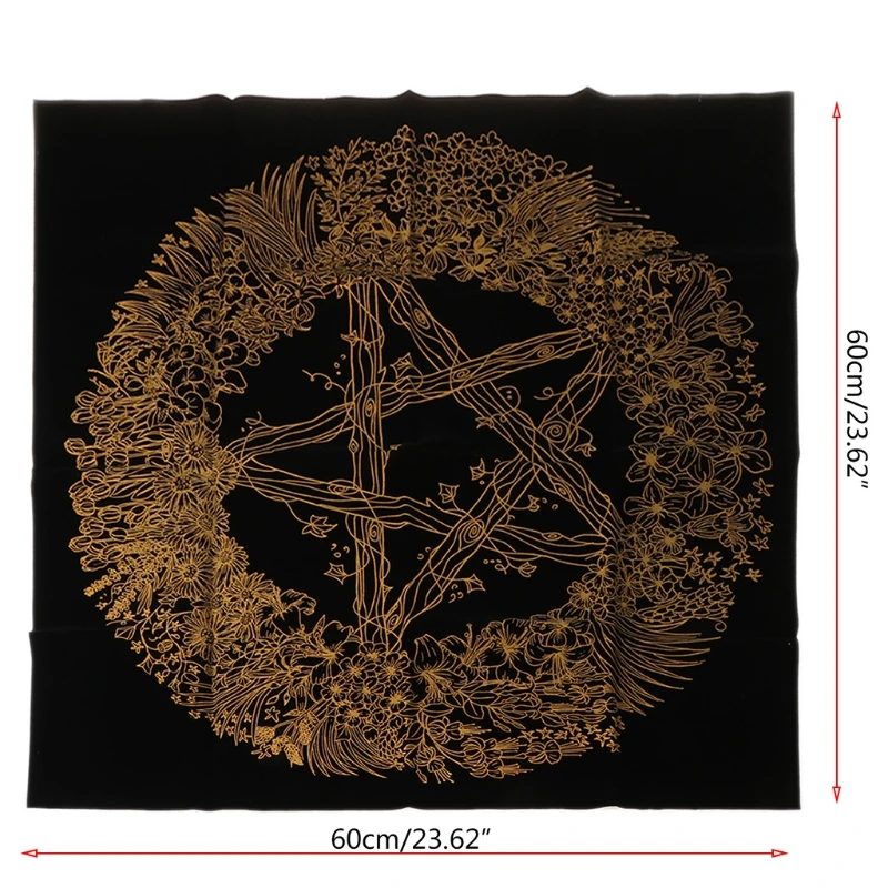 Nature Flower Divition Five-pointed Star Tablecloth Tarot Card Flannel Divination Altar Cloth Astrology Card Pad