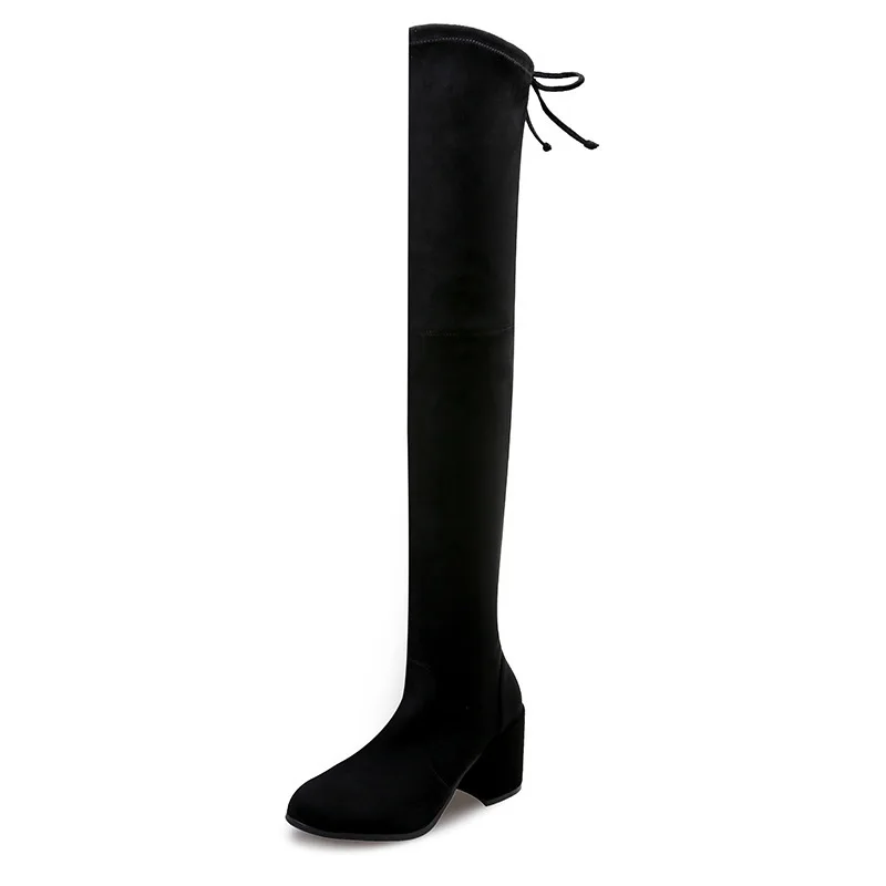 Elastic Thick Boots heel Woman Boots 2019 High heel Overknee Boots