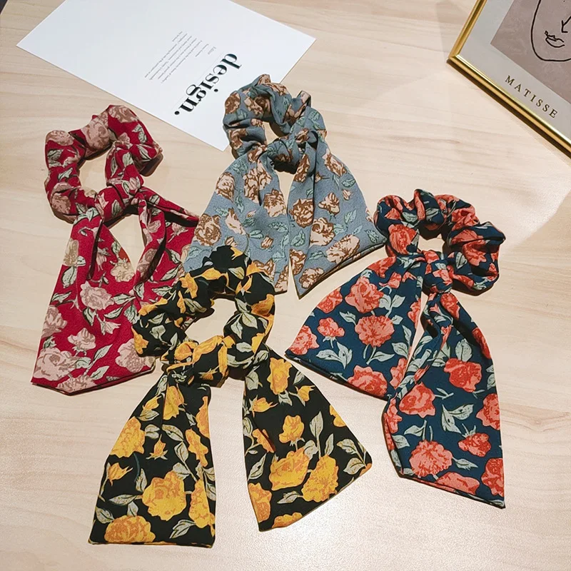 New Floral Print Scrunchies Korean Bowknot Ribbon Colorful Elastic Hair Bands Women Girls Hair Accessories for Ponytail Holder
New Floral Print Scrunchies Korean Bowknot Ribbon Colorful Elastic Hair Bands Women Girls Hair Accessories for Ponytail Holder