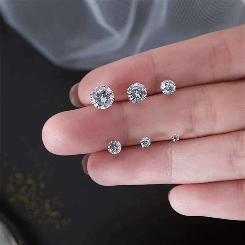 Luokey Silver Color Small Round Stud Earring For Women AAA CZ Zircon Piercing Earrings 3mm-8mm Shiny Crystal Ear Jewelry Brincos
Luokey Silver Color Small Round Stud Earring For Women AAA CZ Zircon Piercing Earrings 3mm-8mm Shiny Crystal Ear Jewelry Brincos