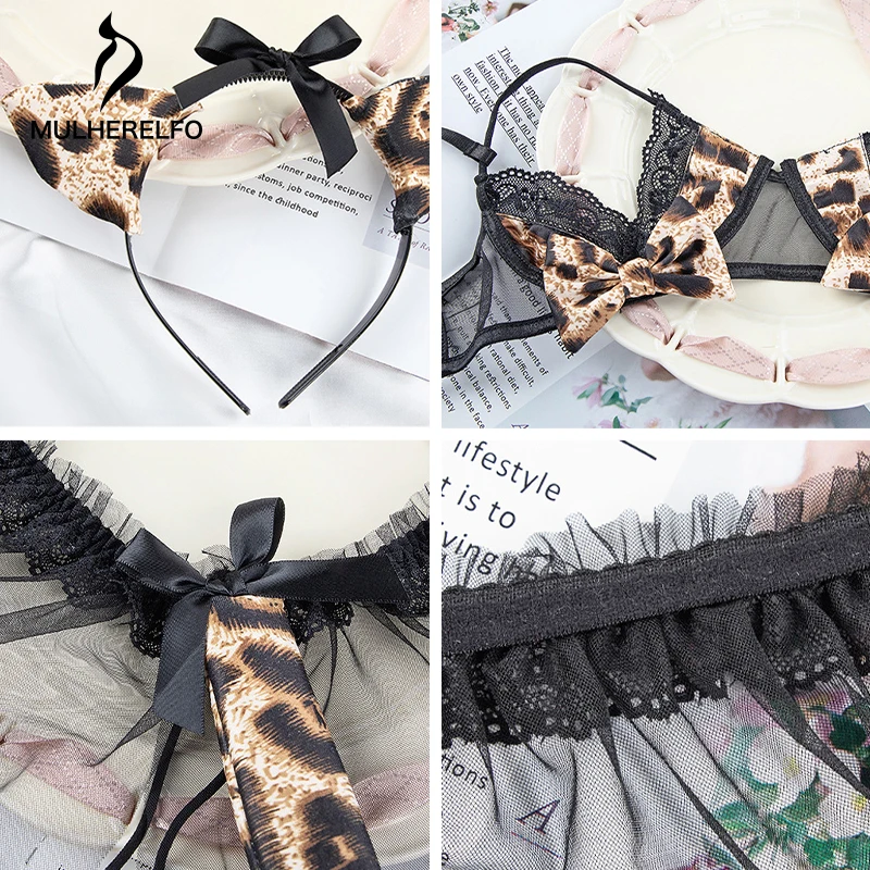 Perspective Mesh Hollow Women's Erotic Lingerie Suit Sexy Leopard Print Bownot Female Undrwear Hairband Skirt Bras 3-Pieces Set
Perspective Mesh Hollow Women's Erotic Lingerie Suit Sexy Leopard Print Bownot Female Undrwear Hairband Skirt Bras 3-Pieces Set