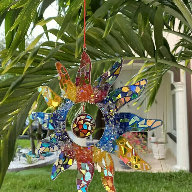 Rainbow Sun Shaped Suncatcher Pendant Colorful Stained Glass Window Hanging Decoration Home Garden Ornament 
Rainbow Sun Shaped Suncatcher Pendant Colorful Stained Glass Window Hanging Decoration Home Garden Ornament