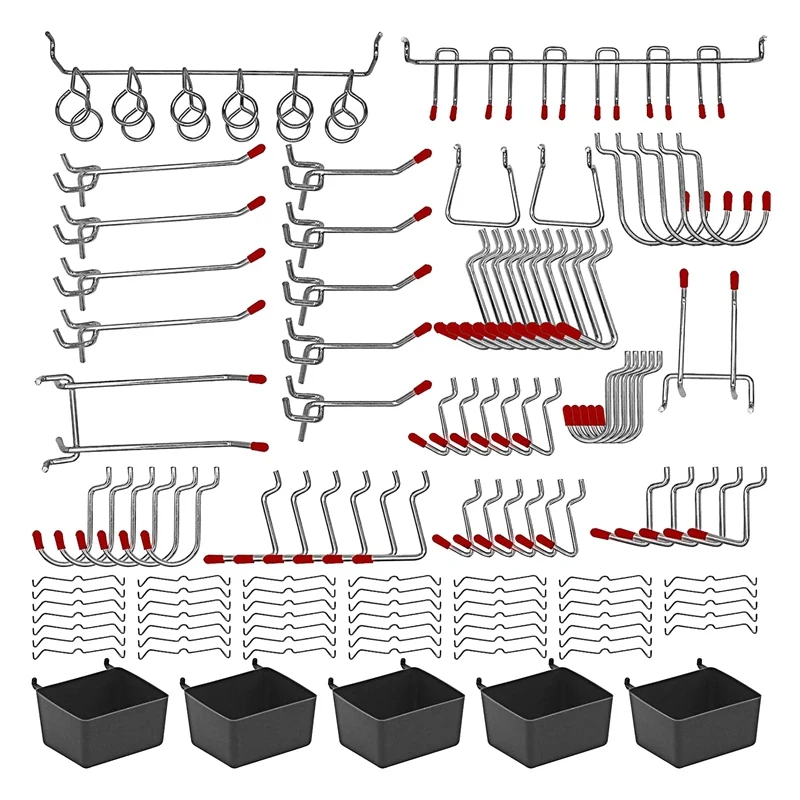 114 Pcs Pegboard Hooks Assortment with Metal Hooks Sets, Pegboard Bins, Peg Locks for Organizing Storage System Tools
114 Pcs Pegboard Hooks Assortment with Metal Hooks Sets, Pegboard Bins, Peg Locks for Organizing Storage System Tools