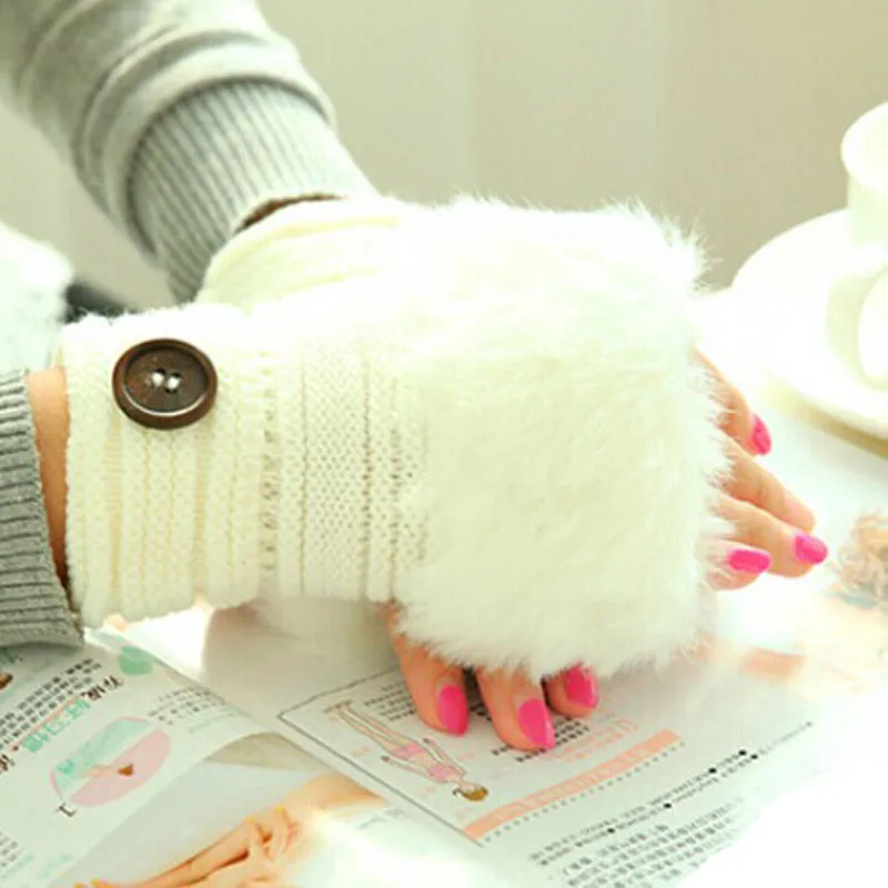 2020 Winter Warm Female Gloves Knitting Wool Faux Rabbit Fur Wrist Gloves Mittens Vingerloze Handschoenen guantes termicos mujer
2020 Winter Warm Female Gloves Knitting Wool Faux Rabbit Fur Wrist Gloves Mittens Vingerloze Handschoenen guantes termicos mujer