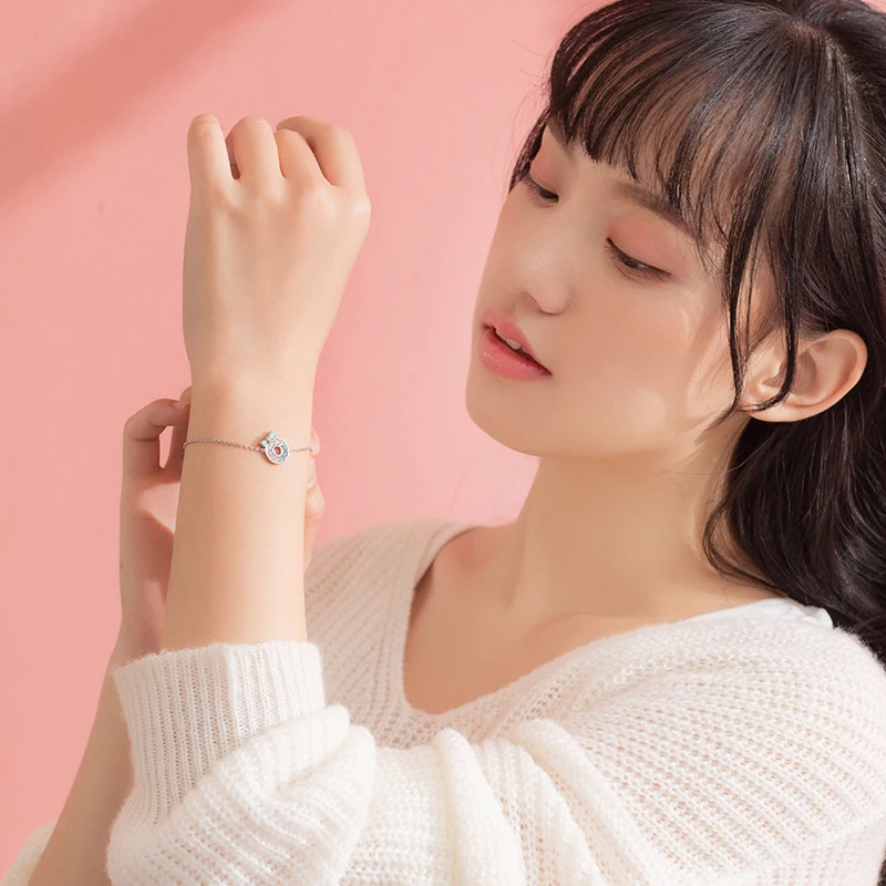 Thaya Original Design S925 Silver Donut Bracelet Thin Chain Crystal Handmade For Women Fine Jewelry Charming Bracelets | Украшения и