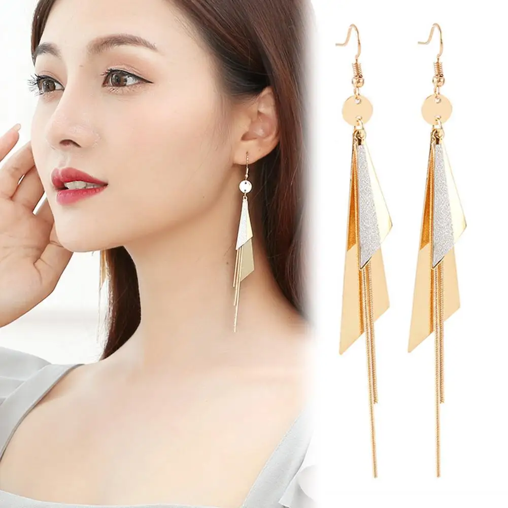 HOT SALES!!! Korean Fashion Women Triangle Geometric Eardrop Long Tassel Hook Earrings Hypoallergenic Party Jewelry Gifts Friend
HOT SALES!!! Korean Fashion Women Triangle Geometric Eardrop Long Tassel Hook Earrings Hypoallergenic Party Jewelry Gifts Friend