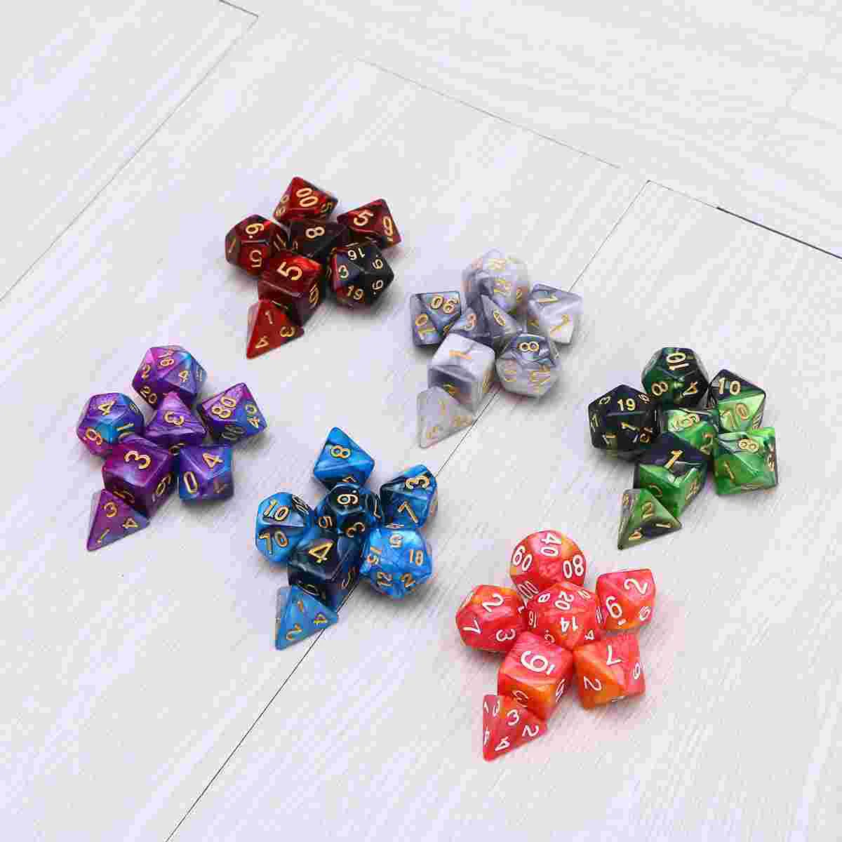 42 Pieces(6 x 7 Sets) Double-Colors Polyhedral Dice Acrylic Number Game Dice Set for Dungeons and Dragons Party Math Role Table
42 Pieces(6 x 7 Sets) Double-Colors Polyhedral Dice Acrylic Number Game Dice Set for Dungeons and Dragons Party Math Role Table