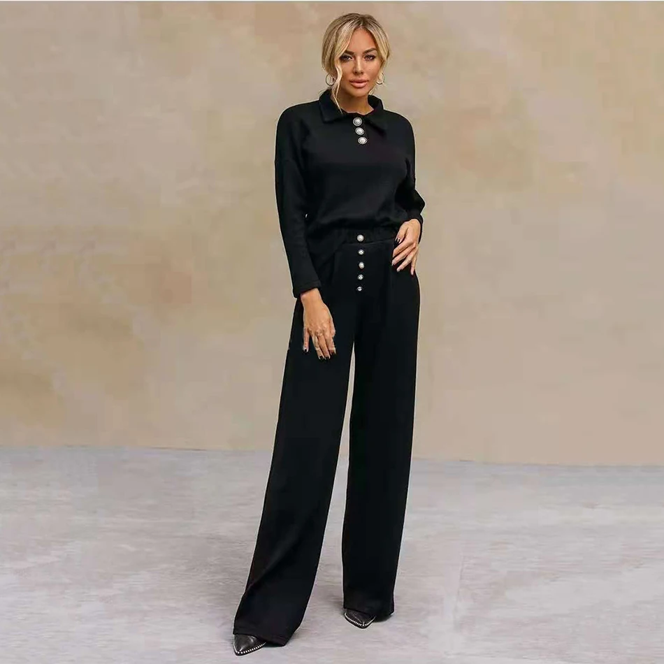 2020 Winter New Women'S 2-Piece Suit Lapel Single-Breasted Long-Sleeved Top + High-Waist Straight-Leg Casual Pants Suit
2020 Winter New Women'S 2-Piece Suit Lapel Single-Breasted Long-Sleeved Top + High-Waist Straight-Leg Casual Pants Suit