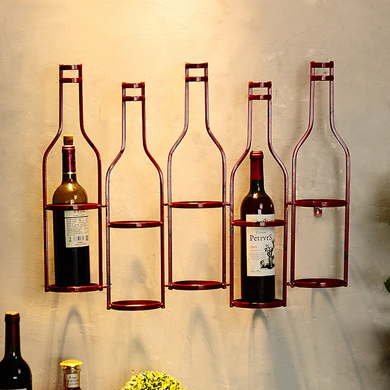 

Iron hang ledge wine rack bottles of metal decorative wall frame bar accessories home bars champagne European ideas