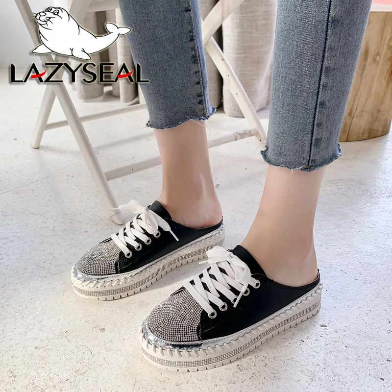 LazySeal 2021 Новый 3,5 см каблук, обувь на плоской подошве на платформе с кристаллами, на шнуровке, Тапочки женские туфли со стразами без задника; С...
LazySeal 2021 Новый 3,5 см каблук, обувь на плоской подошве на платформе с кристаллами, на шнуровке, Тапочки женские туфли со стразами без задника; С...