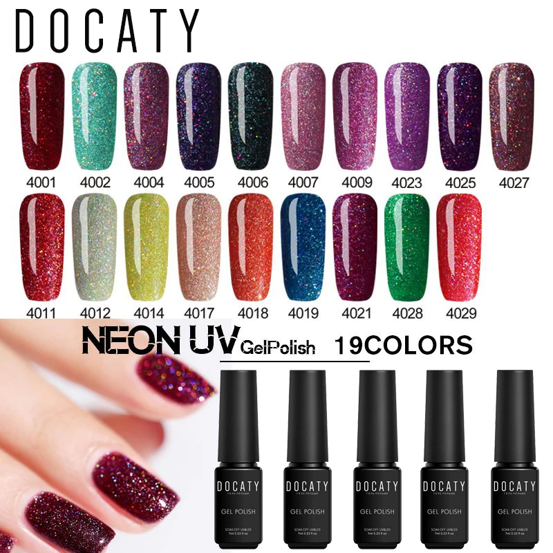 Docaty Неон изумрудно зеленый нейл арта Гибридный Лаки Гель лак постоянный для