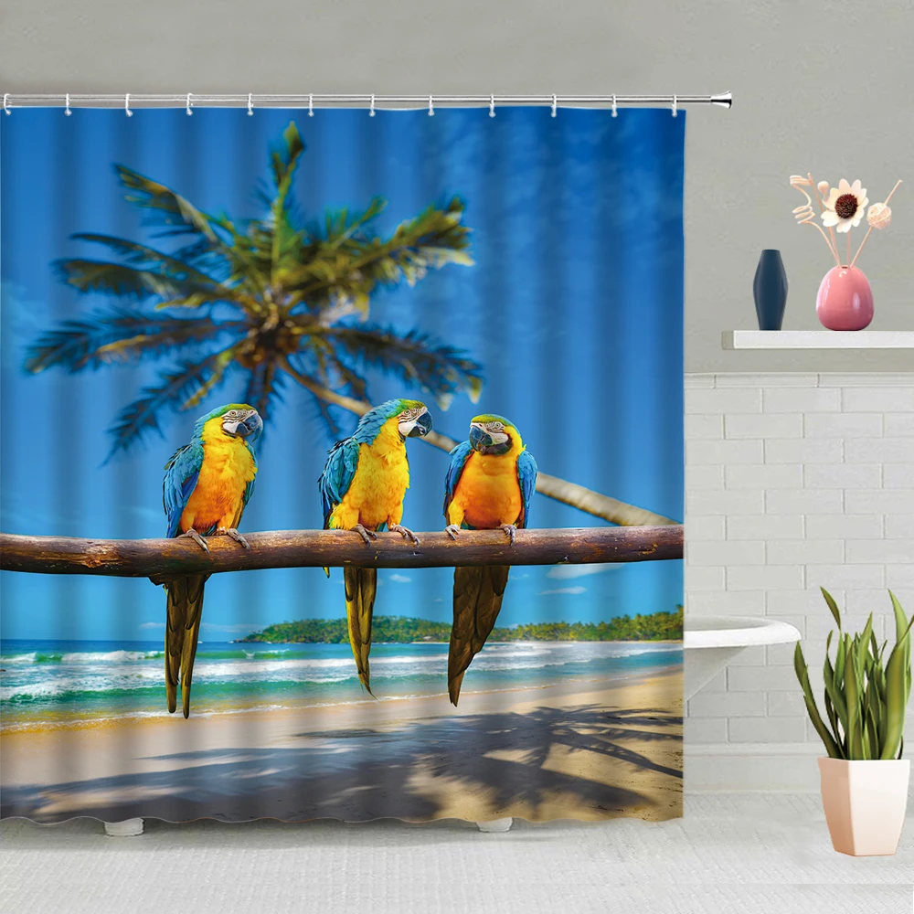Animal Colored Parrot Shower Curtain Tree Flower Waterfall Forest Sea Sandy Beach Summer Landscape Pattern Washable With Hooks
Animal Colored Parrot Shower Curtain Tree Flower Waterfall Forest Sea Sandy Beach Summer Landscape Pattern Washable With Hooks