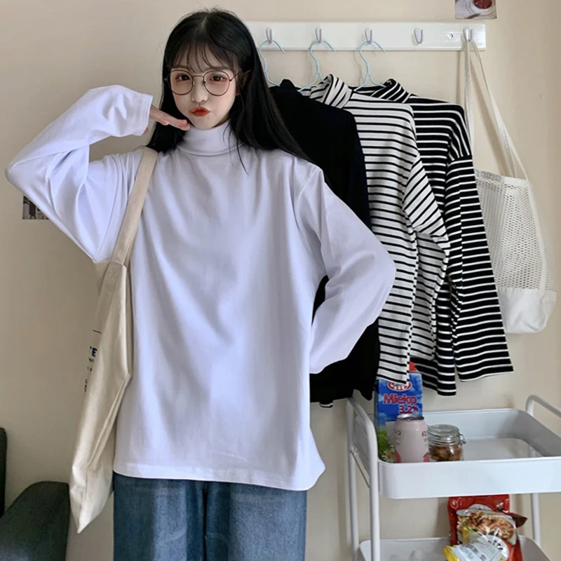 Женская футболка Ulzzang, свободная Универсальная футболка с длинным рукавом и воротником средней высоты, в Корейском стиле, 2020
Женская футболка Ulzzang, свободная Универсальная футболка с длинным рукавом и воротником средней высоты, в Корейском стиле, 2020