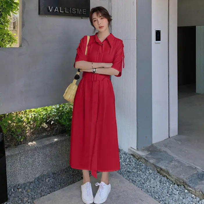 2021 white French long shirt dress looks thin in summer, waist temperament, Platycodon to ankle chiffon long 
2021 white French long shirt dress looks thin in summer, waist temperament, Platycodon to ankle chiffon long