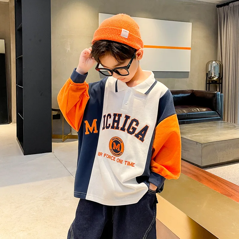 Свитшот для мальчиков 5-13 лет, Модный свитшот из чистого хлопка с воротником-стойкой и длинными рукавами, оранжевый пуловер с надписью, Свобо... 
Свитшот для мальчиков 5-13 лет, Модный свитшот из чистого хлопка с воротником-стойкой и длинными рукавами, оранжевый пуловер с надписью, Свобо...