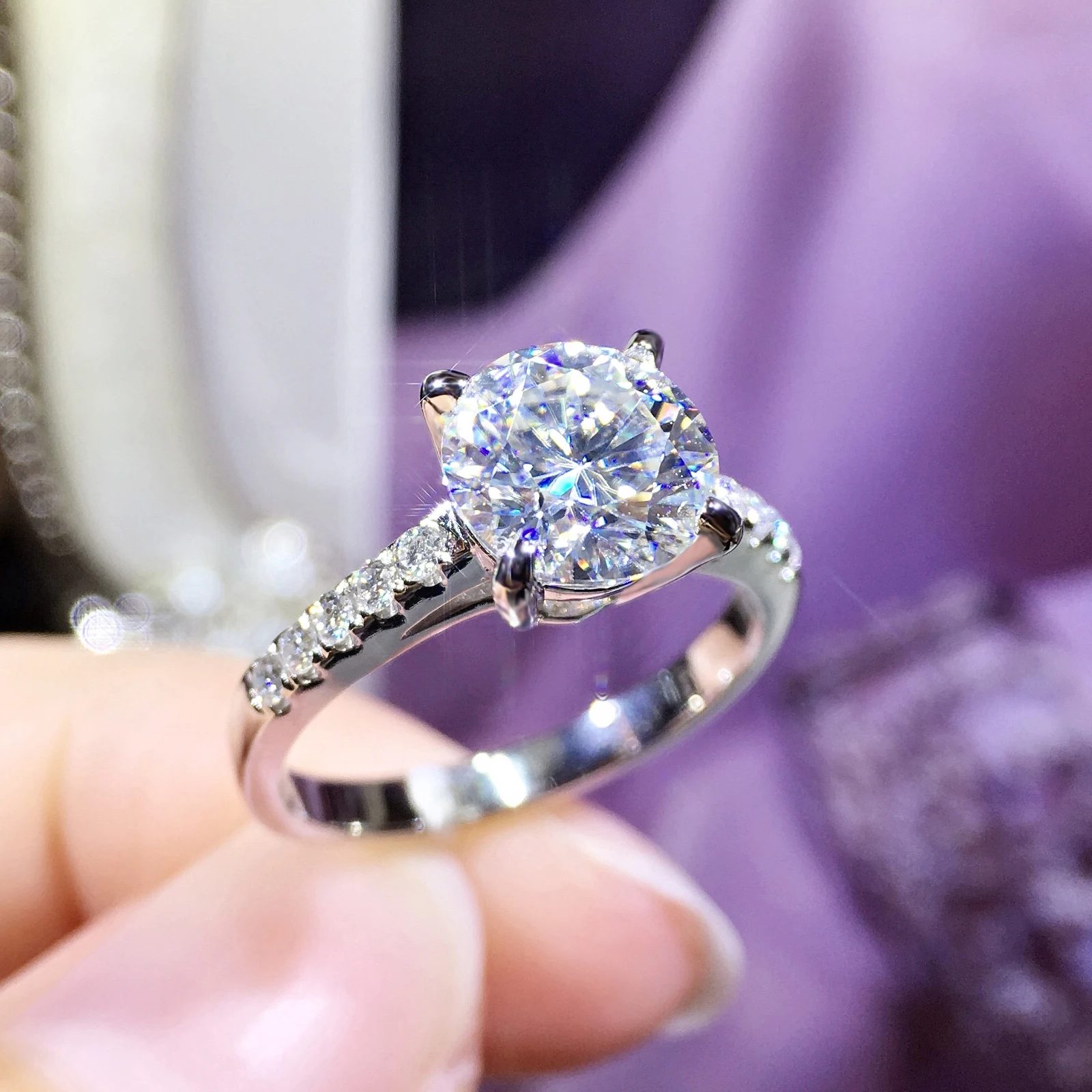 9K кольцо из белого золота 1ct 2ct 3ct роскошные классические ювелирные изделия Moissanite